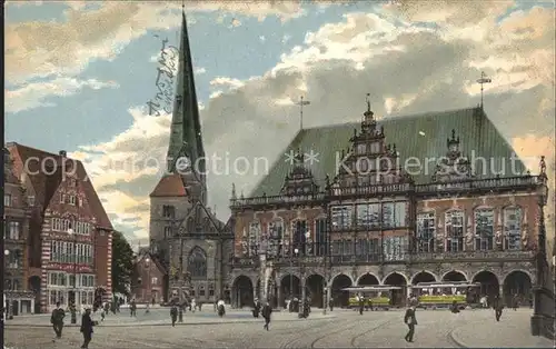 Bremen Marktplatz mit Rathaus Liebfrauenkirche Strassenbahn Kat. Bremen