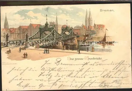 Bremen Neue grosse Weserbruecke Kat. Bremen