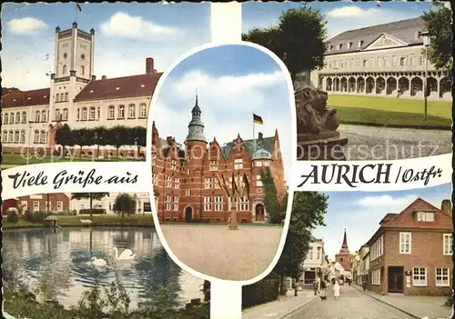 Aurich Ostfriesland Schloss Marstall Schwanenteich Burgstrasse  Kat. Aurich