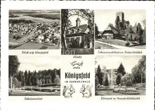 Koenigsfeld Schwarzwald Schwarzwaldhaus Ruine Waldau Kurpark Pension Waldesruh Kirche Kat. Koenigsfeld im Schwarzwald
