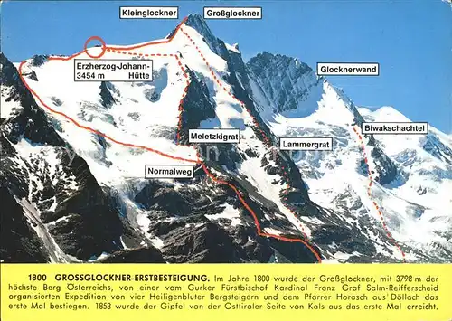 Grossglockner Touren und Routen fuer Bergsteiger Lammergrat Meletzkiggrat Kat. Heiligenblut