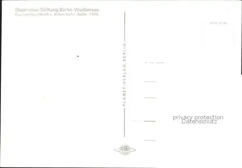 Berlin Weissensee Stephanus Stiftung Glockenstuhlplastik Kat. Berlin