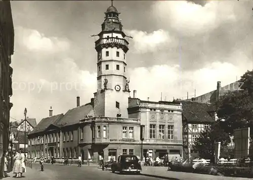 Salzwedel Strasse der Jugend Hotel Schwarzer Adler und Turm des alten Rathauses Kat. Salzwedel