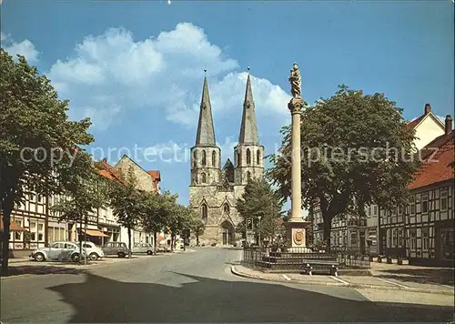 Duderstadt Marktstrasse mit Cyriakuskirche Mariensaeule Kat. Duderstadt