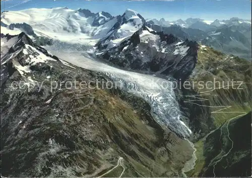 Rhonegletscher Glacier du Rhone Furka Pass Gebirgspass Fliegeraufnahme Kat. Rhone