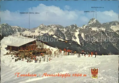 Tannheim Tirol Gundhuette Skigebiet Neunerkoepfle Wintersportplatz Alpenpanorama Wappen Kat. Tannheim