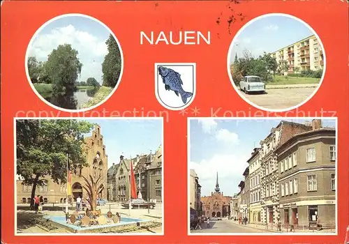Nauen Havelland Hauptkanal Strasse des Friedens Ernst Thaelmann Platz Brunnen Rathaus Berliner Strasse / Nauen /Havelland LKR