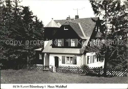 Baerenburg Sachsen Haus Waldhof Kat. Altenberg