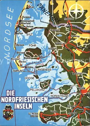 Sylt Nordfriesische Inseln Landkarte Kat. Sylt Ost