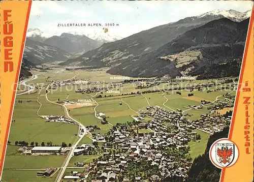 Fuegen Fliegeraufnahme mit Zillertaler Alpen Kat. Fuegen Zillertal