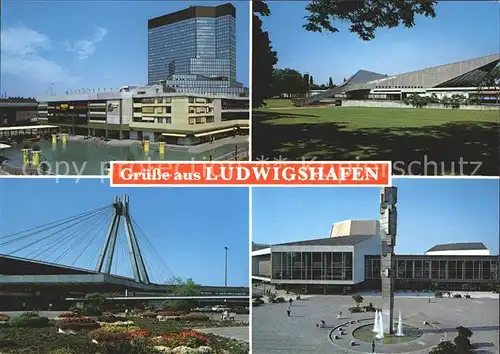 Ludwigshafen Rhein Rathaus Friedrich Ebert Halle Hauptbahnhof Pfalzbau Kat. Ludwigshafen am Rhein