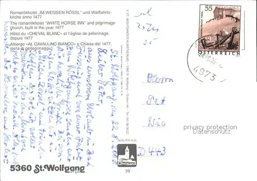 St Wolfgang Salzkammergut Fliegeraufnahme Romantikhotel im Weissen Roessl Kat. St. Wolfgang im Salzkammergut