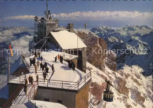 Zugspitze Gipfelterrasse mit Seilbahn Kat. Garmisch Partenkirchen
