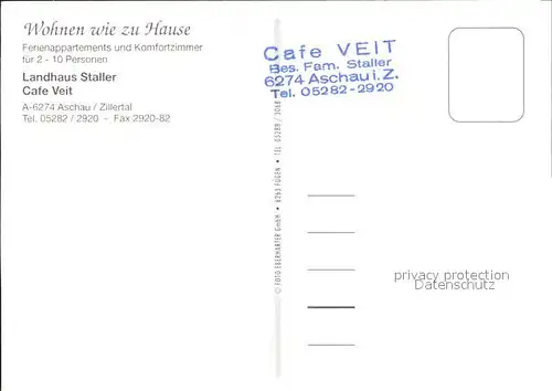 Aschau Zillertal Cafe Veit Landhaus Staller Kat. Aschau im Zillertal