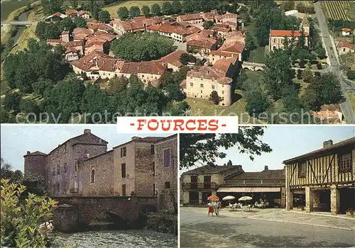 Fources Fliegeraufnahme Le chateau du XV  Kat. Fources