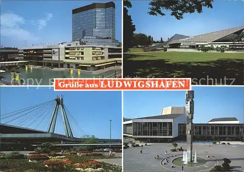 Ludwigshafen Rhein Rathauscenter Hauptbahnhof Pfalzbau Friedrich Ebert Halle Kat. Ludwigshafen am Rhein