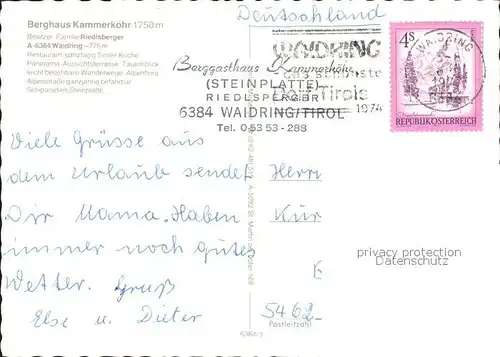 Waidring Tirol Hoehenwandergebiet Steinplatte Kat. Waidring