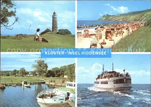 Kloster Hiddensee Leuchtturm Strand am Hafen Kat. Insel Hiddensee