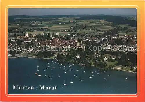 Murten Morat Fliegeraufnahme Hafen  Kat. Murten