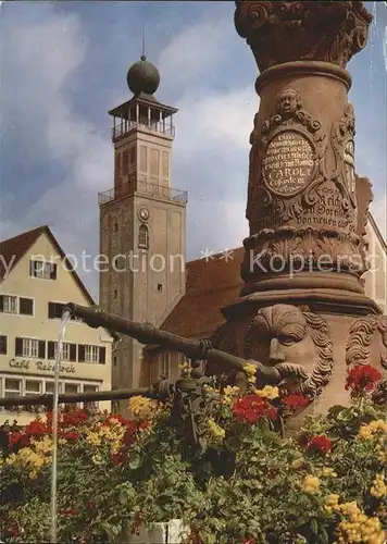 Freudenstadt Marktbrunnen und Rathausturm Kat. Freudenstadt