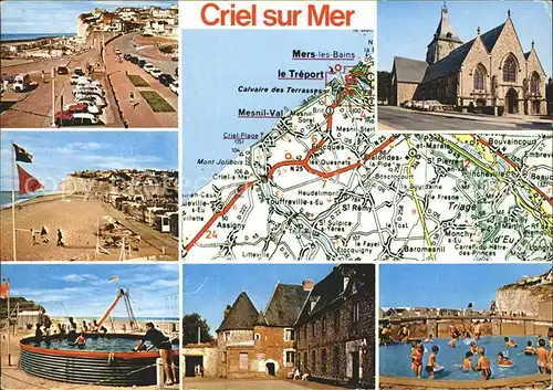 Criel sur Mer Kirche Strand Schwimmbad  Kat. Criel sur Mer