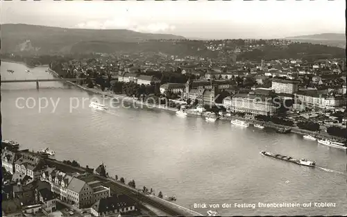 Koblenz Rhein Blick von Festung Ehrenbreitstein Kat. Koblenz