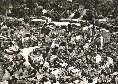 Coburg Fliegeraufnahme Marktplatz Schlossplatz Morizkirche Kat. Coburg