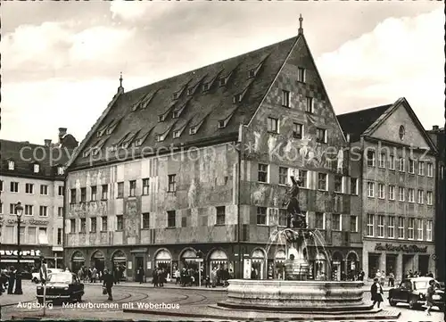 Augsburg Merkurbrunnen mit Weberhaus Kat. Augsburg