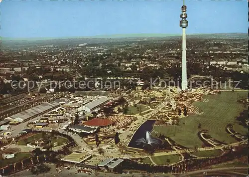 Dortmund Fliegeraufnahme Westfalenpark mit Flamingoteich Fernsehturm Kat. Dortmund