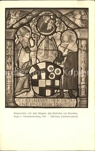 Winterthur Burg Hegi Glassgemaelde Wappen Bischofes von Kontanz Kat. Winterthur