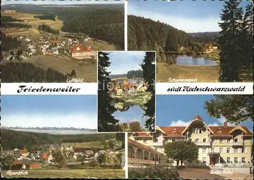 Friedenweiler Fliegeraufnahme Schwimmbad Baers Hotel Alpenblick Kat. Friedenweiler