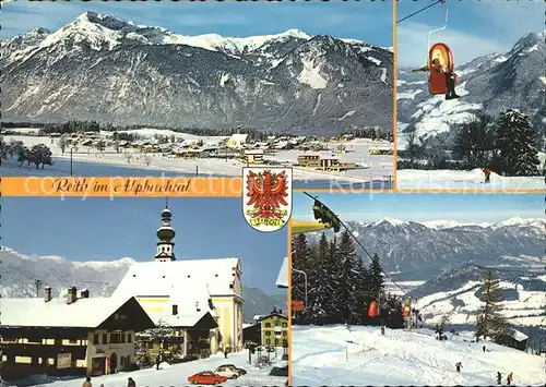 Reith Alpbachtal Kirche Sessellift Skifahrer  Kat. Reith im Alpbachtal