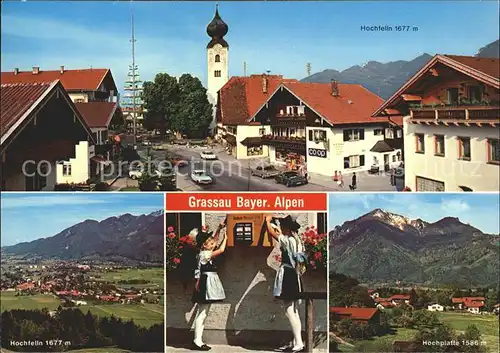 Grassau Chiemgau Hochfelln Hochplatte Teilansichten Tracht Kat. Grassau