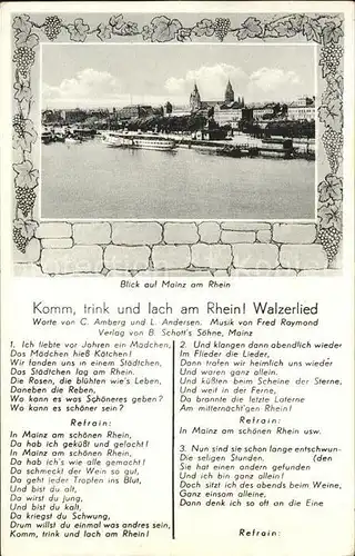 Mainz Rhein Hafen Lied Komm trink und lach am Rhein Walzerlied / Mainz Rhein /Mainz Stadtkreis