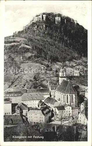 Koenigstein Saechsische Schweiz Koenigstein mit Festung Kat. Koenigstein Saechsische Schweiz