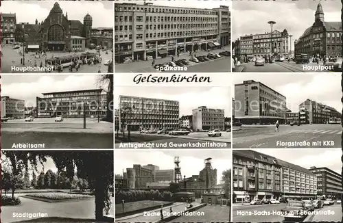 Gelsenkirchen Sparkasse Amtsgericht Gewerkschaftshaus Hauptpost Hauptbahnhof Kat. Gelsenkirchen