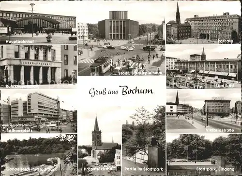 Bochum Schauspielhaus Rathaus Stadtbad Viktoriastrasse Propsteikirche Hauptbahnhof Kat. Bochum