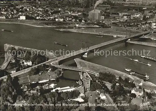 Homberg Duisburg Fliegeraufnahme Hafen Rheinbruecke Duisburg Ruhrort Kat. Duisburg