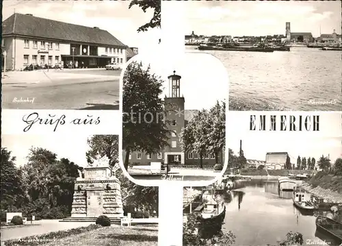 Emmerich Rhein Bahnhof Rheinpartie Zollamt Zollhafen Kriegerdenkmal Kat. Emmerich am Rhein