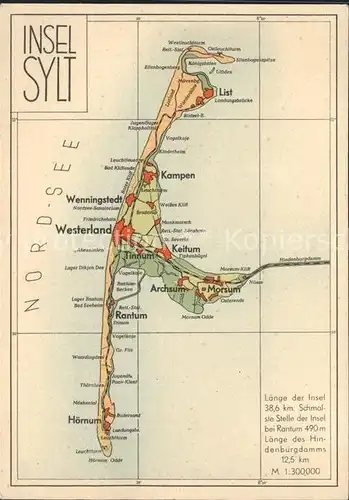 Insel Sylt List Keitum Archsum Morsum Hoernum Kat. Westerland