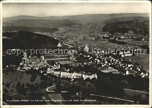 Loerrach Burg Ruine Fliegeraufnahme Wiesental Kat. Loerrach