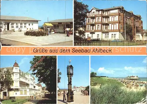 Ahlbeck Ostseebad Strandpromenade FDGB Erholungsheim Kurt Buerger Bernhard Goering Stranduhr Seebruecke Technische Denkmal Kat. Heringsdorf Insel Usedom