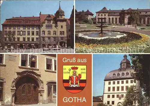 Gotha Thueringen Hauptmarkt Ratskeller Orangerie Haus Goldschelle Schloss Friedenstein SW Turm  Kat. Gotha