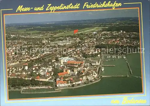 Friedrichshafen Bodensee Fliegeraufnahme Messe und Zeppelinstadt Kat. Friedrichshafen