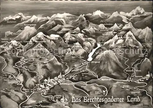 Berchtesgaden Panoramakarte Berchtesgadener Land Kat. Berchtesgaden