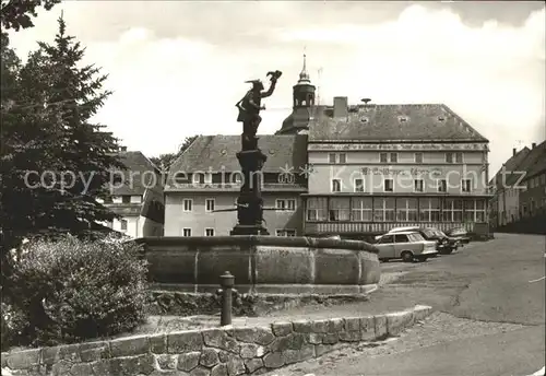 Lauenstein Erzgebirge Markt und Falknerbrunnen Kat. Geising