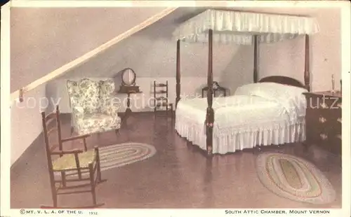 Mount Vernon Virginia South Attic Chamber Schlafzimmer Kat. Mount Vernon