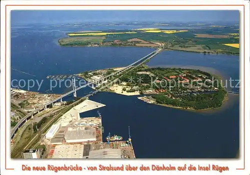 Stralsund Mecklenburg Vorpommern Fliegeraufnahme Ruegenbruecke ueber Daenholm auf Insel Ruegen Kat. Stralsund