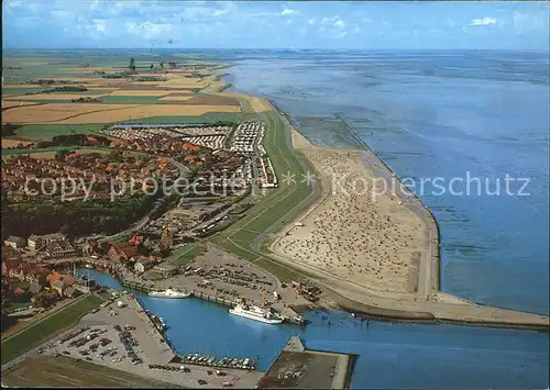 Neuharlingersiel Fliegeraufnahme mit Hafen Strand Kat. Neuharlingersiel