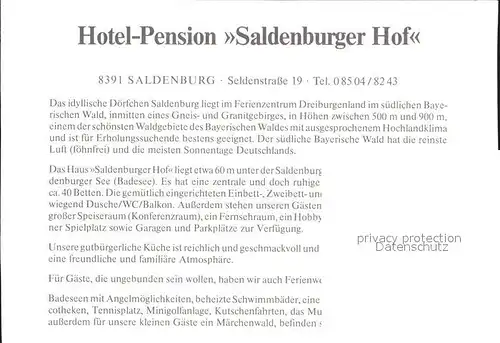 Saldenburg Hotel Pension Saldenburger Hof Kat. Saldenburg